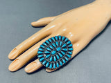 Magnificent Vintage Native American Navajo Turquoise Sterling Silver Ring Signed-Nativo Arts