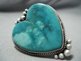 Huge Heart All Love Vintage Native American Navajo Turquoise Sterling Silver Heavy Ring-Nativo Arts