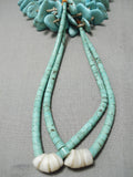 Superior Vintage Santo Domingo Native American Navajo Turquoise Jacla Necklace Old-Nativo Arts
