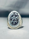 Incredible Cal Peterson Native American Navajo Sterling Silver Turtle Ring Signed-Nativo Arts