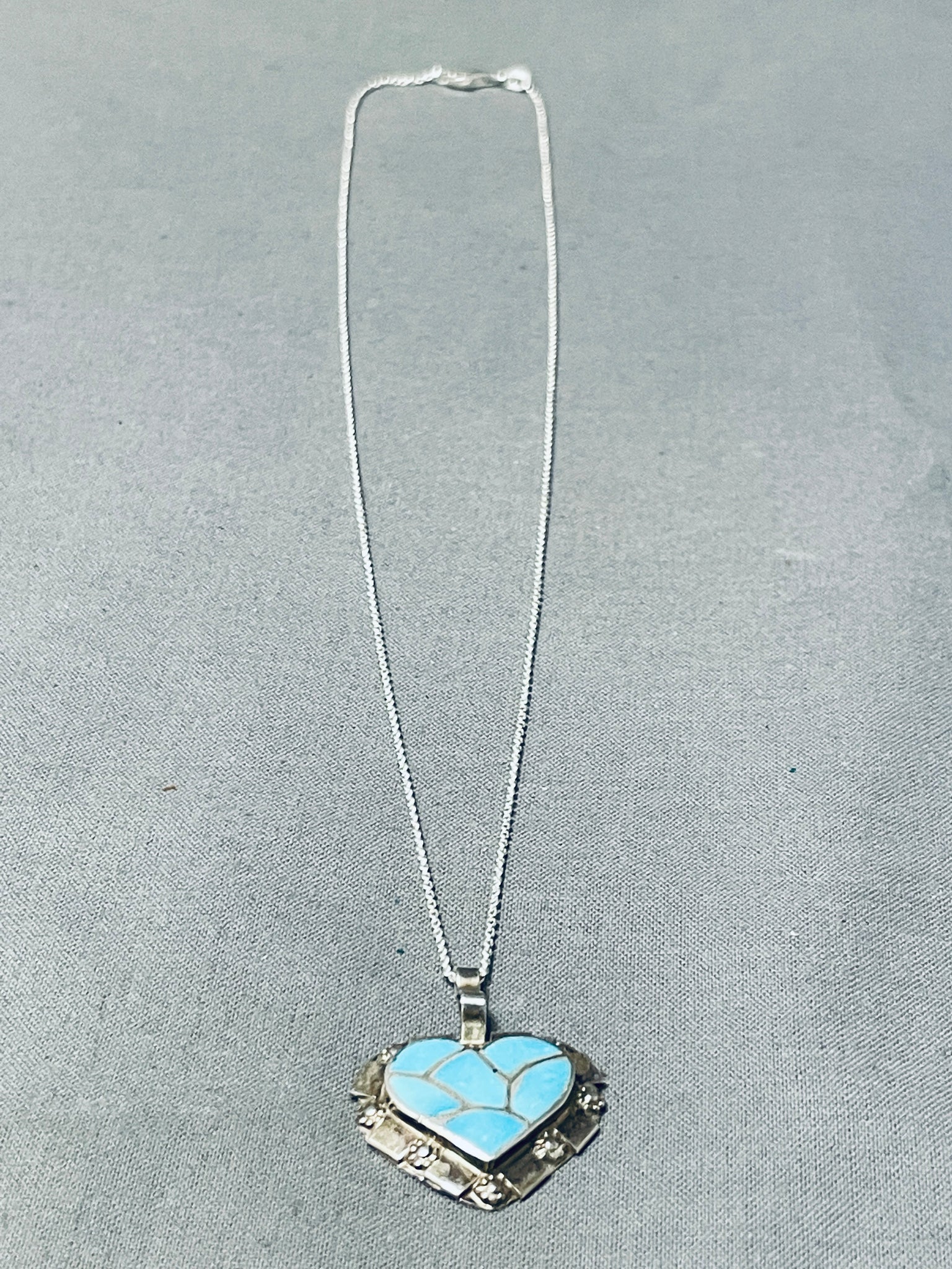 Vintage 2024 Silver Turquoise Pendant, Sterling Silver Pendant, Vintage Silver Jewelry, Turquoise Heart Necklace Pendant