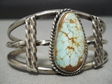 Opulent Natural #8 Turquoise Vintage Native American Navajo Sterling Silver Bracelet Old-Nativo Arts