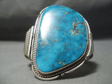 Monumental Dean Sandoval Vintage Native American Navajo Turquoise Sterling Silver Bracelet-Nativo Arts