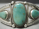 Museum Vintage Native American Navajo 3 Stone Royston Turquoise Sterling Silver Bracelet-Nativo Arts