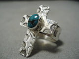 Exquisite Navajo Native American Turquoise Sterling Silver Ring-Nativo Arts