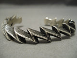Important Aaron Anderson Native American Navajo Zig Zag Sterling Silver Bracelet-Nativo Arts