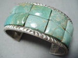 One Of The Best Native American Navajo Green Turquoise Inlay Sterling Silver Bracelet-Nativo Arts