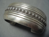 Hvy Hand Tooled Vintage Native American Navajo Sterling Silver Bracelet Signed-Nativo Arts