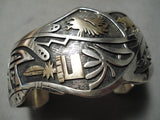 One Of The Best Vintage Native American Navajo Overlay Sterling Silver Gold Bracelet-Nativo Arts