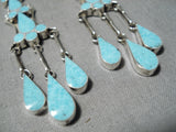 Marvelous Vintage Native American Zuni Blue Gem Turquoise Sterling Silver Earrings-Nativo Arts