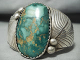 Signed Quality Vintage Native American Navajo Carico Lake Turquoise Sterling Silver Bracelet-Nativo Arts