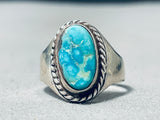Impressive Vintage Native American Navajo Spiderweb Turquoise Sterling Silver Ring-Nativo Arts