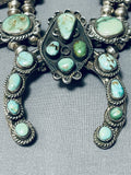 Museum Vintage Native American Navajo Royston Turquoise Sterling Silver Squash Blossom Necklace-Nativo Arts