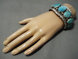 Quality Vintage Native American Navajo Natural Turquoise Sterling Silver Native Bracelet-Nativo Arts