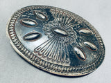 Astounding Vintage Native American Navajo Sterling Silver Belt Buckle-Nativo Arts