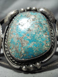 Huge Museum Vintage Native American Navajo Blue Gem Turquoise Sterling Silver Leaf Bracelet Old-Nativo Arts