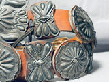 Important Vintage Native American Navajo David Reeves Hand Tooled Sterling Silver Concho Belt-Nativo Arts