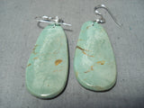 Native American Stunning Santo Domingo Royston Turquoise Large Slab Sterling Silver Earrings-Nativo Arts