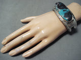 Awesome Navajo Native American Huge Turquoise Sterling Silver Bracelet-Nativo Arts