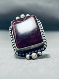 One Of The Best Native American Navajo Purple Spiny Oyster Sterling Silver Ring-Nativo Arts