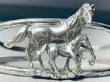 Native American Prancing Horses Vintage Southwest Sterling Silver Bracelet-Nativo Arts