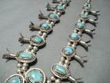 Gilbert Turquoise Vintage Native American Navajo Sterling Silver Squash Blossom Necklace Old-Nativo Arts