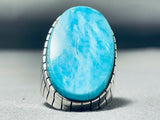 Elegant Native American Navajo Old Kingman Turquoise Sterling Silver Ring-Nativo Arts