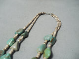 Native American Amazing Santo Domingo Green Turquoise Heishi Sterling Silver Necklace-Nativo Arts