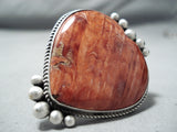 One Of A Kind Native American Navajo Spiny Oyster Shell Sterling Silver Heart Ring-Nativo Arts