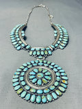Important 106 Gram Vintage Native American Navajo Green Turquoise Sterling Silver Necklace-Nativo Arts
