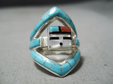 Important Don Dewa Vintage Native American Zuni Turquoise Sterling Silver Ring-Nativo Arts