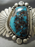 Important Vintage Native American Navajo Old Morenci Turquoise Sterling Silver Flank Bracelet-Nativo Arts