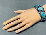 Heavy Quality Native American Navajo #8 Turquoise Sterling Silver Martinez Bracelet-Nativo Arts