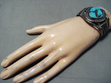 Very Important Godber Turquoise Vintage Native American Navajo Sterling Silver Bracelet-Nativo Arts