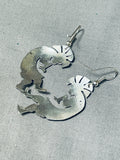 Important Native American Navajo Sterling Silver Kokopelli Earrings-Nativo Arts