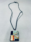 Native American Incredible Santo Domingo Turquoise Leather Necklace-Nativo Arts