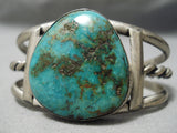 Opulent Vintage Native American Navajo Aqua Blue Turquoise Sterling Silver Bracelet Old-Nativo Arts