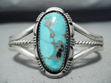 Eye-catching Vintage Native American Navajo Pilot Mountain Turquoise Sterling Silver Bracelet-Nativo Arts