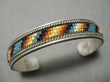 Striming Intricate Vintage Native American Navajo Turquoise Bead Sterling Silver Bracelet-Nativo Arts