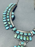 Important 106 Gram Vintage Native American Navajo Green Turquoise Sterling Silver Necklace-Nativo Arts