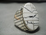Very Rare!! White Turquoise Navajo Sterling Silver Native American Ring-Nativo Arts