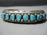 So Heavy Thick Vintage Native American Navajo Turquoise Sterling Silver Bracelet Old Cuff-Nativo Arts