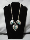 Exquisite Vintage Native American Navajo Sterling Silver Native Royston Turquoise Necklace Old-Nativo Arts