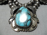 One Of The Best Vintage Native American Navajo Blue Diamond Turquoise Sterling Silver Necklace-Nativo Arts