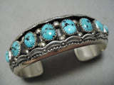 Striking Vintage Native American Navajo Old Kingman Turquoise Sterling Silver Dual Bead Bracelet-Nativo Arts