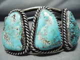 Heavy Thick Vintage Native American Navajo Red Mountain Turquoise Sterling Silver Bracelet-Nativo Arts