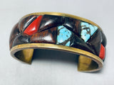 Native American Important Vintage Santo Domingo Anthony Lovato Brass Inlay Bracelet-Nativo Arts
