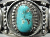 Important Signed Vintage Native American Navajo Nhmss Turquoise Sterling Silver Bracelet Old-Nativo Arts