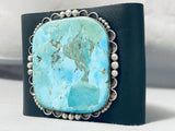 Incredible Vintage Native American Navajo Huge Turquoise Square Sterling Silver Bowguard-Nativo Arts