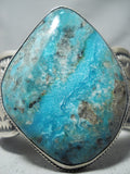 Magnificent Native American Navajo Pilot Mountain Turquoise Sterling Silver Bracelet Signed-Nativo Arts